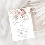 Invitación Dulce floral Rosa rosado Rubor 16 Cumpleaños<br><div class="desc">Invitación a los 16 cumpleaños del Rosa Rubor Pink Dusty Floral Sweet.</div>