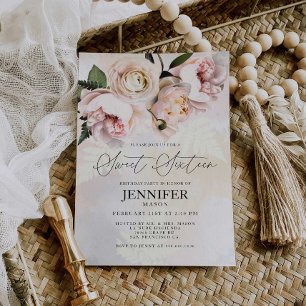 Invitación Dulce Floral Rosa Rubor Dieciséis Cumpleaños