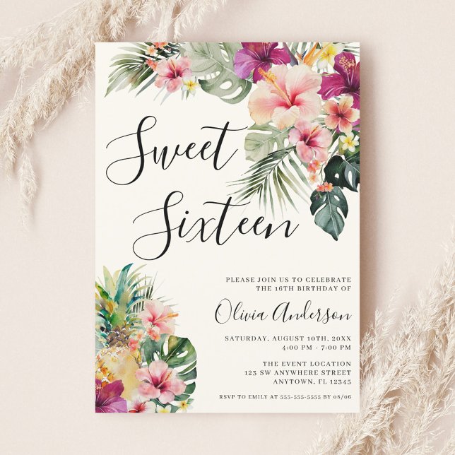 Invitación Dulce floral tropical moderno 16 Beige (Subido por el creador)