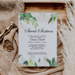 Invitación Dulce Floral Tropical Moderno Dieciséis Cumpleaños<br><div class="desc">Esta moderna invitación tropical floral dulce de dieciséis años es perfecta para una simple celebración de cumpleaños. Este bonito y encantador diseño presenta bonitas flores verdes y rosas cuidadosamente dispuestas sobre marcos geométricos, que evocan la felicidad y la belleza natural. Esta invitación puede ser usada para una fiesta de cumpleaños,...</div>
