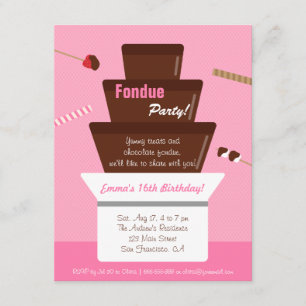 Invitación Dulce Fondue Fountain Girls Birday Party