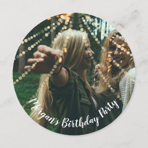 Invitación Dulce foto de cumpleaños 16 Confetti Rosa Gold