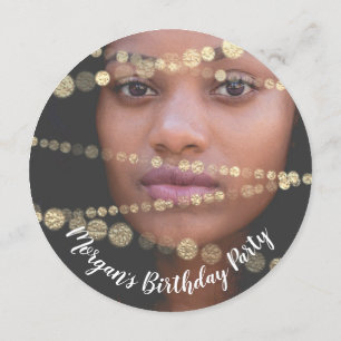 Invitación Dulce foto de cumpleaños 16 Confetti Rosa Gold