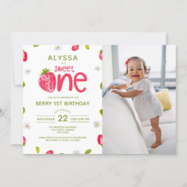Invitación Dulce Fotos de fresa de uno por primer cumpleaños