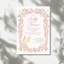 Dulce ganso lazo rosa rosas florales Baby Shower
