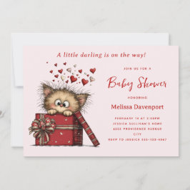 Invitación Dulce gatito de dibujos animados en una caja para