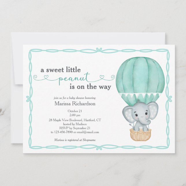 Invitación Dulce género de cacahuete Baby Shower neutro (Anverso)