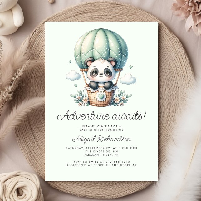 Invitación Dulce globo aerostático de panda menta verde Baby  (Subido por el creador)