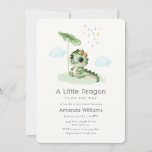 Invitación Dulce Gota de Lluvia Pequeño Dragón Baby Shower