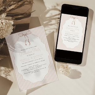 Invitación Dulce graduación conjunta beige con rayas finas