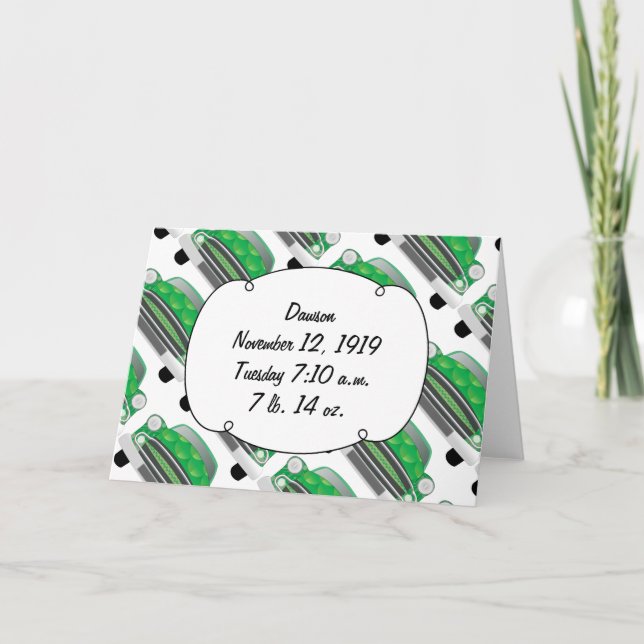 Invitación Dulce Green Retro Car Baby Shower Regalos (Anverso)