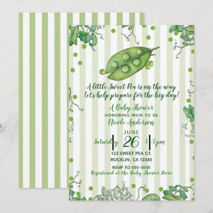 Invitación Dulce Guisante Verde Caprichoso Baby Shower de Lun