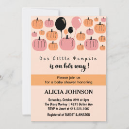 Invitación Dulce Halloween de calabaza baby shower