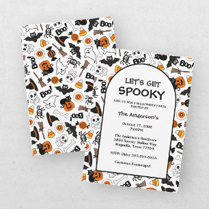 Invitación Dulce Halloween espeluznante negro y naranja