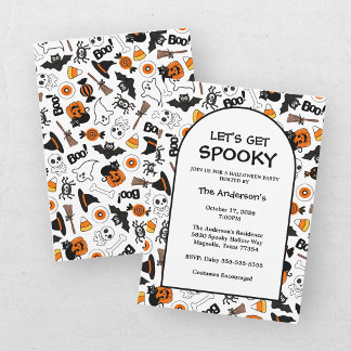 Invitación Dulce Halloween espeluznante negro y naranja