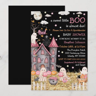 Invitación Dulce Halloween Niña Boo Baby Shower