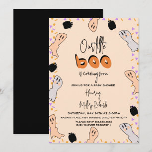 Invitación Dulce Halloween Retro Fantasma Nuestro Pequeño Boo