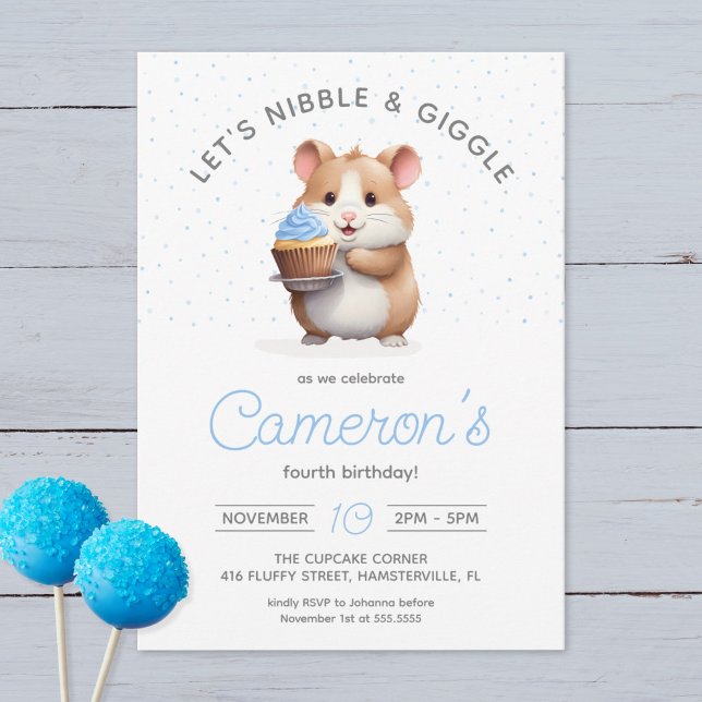 Invitación Dulce Hámster, torta azul Cumpleaños de los niños (Subido por el creador)