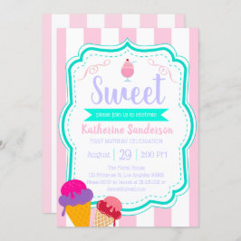 Invitación Dulce helado bebé espolvorear tienda de dulces cum