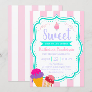 Invitación Dulce helado bebé espolvorear tienda de dulces cum