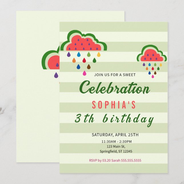 Invitación Dulce helado cumpleaños (Anverso / Reverso)
