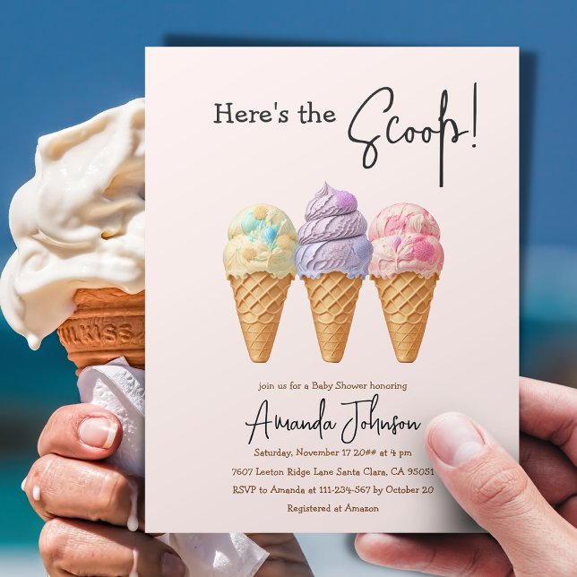 Invitación Dulce helado verano aquí Scoop Baby Shower (Subido por el creador)