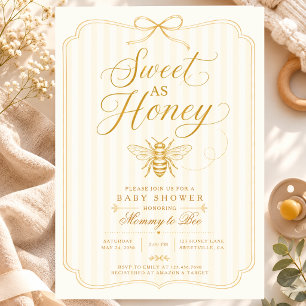 Invitación Dulce Honey Baby Shower Mommy Bee Vintage Neutral