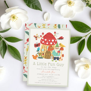 Invitación Dulce Hongo Divertido Gnomo Niño Shower de Bebé