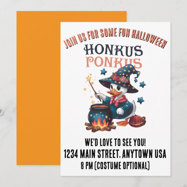 Invitación Dulce Honkus Ponkus de Halloween (Anverso / Reverso)