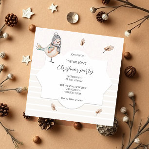 Invitación Dulce Ilustración de Gorrión de Invierno Arte Acua