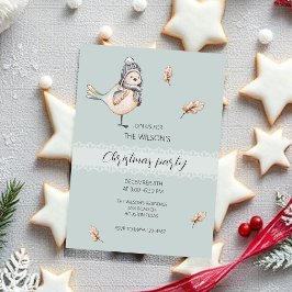 Invitación Dulce Ilustración de Gorrión de Invierno Arte Acua
