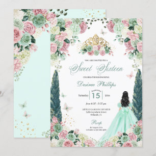 Invitación Dulce Jardín con encanto Mint Green y Rubor Diecis