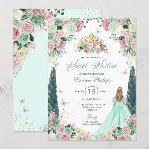 Invitación Dulce Jardín con encanto Mint Green y Rubor Diecis