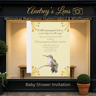 Invitación Dulce Jardín Floral de Colibrí Baby Shower