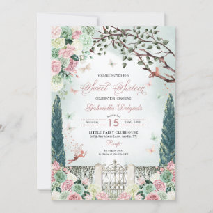 Invitación Dulce Jardín Rosa de Oro de Hada Encantada 16