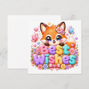 Invitación Dulce Kawaii Mejores Deseos Zorro Nombre Pastel Ro