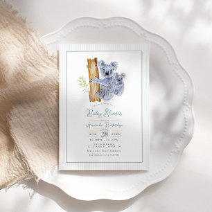 Invitación Dulce Koala Oso Hojas de Eucalipto Fiesta de Bebé