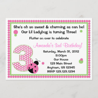 Invitación Dulce Ladybug Tres