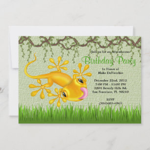 Invitación Dulce lagarto amarillo Vines Jungle Cumpleaños