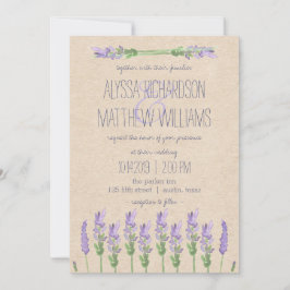 Invitación Dulce Lavanda Rústica Púrpura en Kraft Aspecto Bod