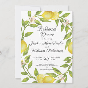Invitación Dulce Lemons Greenery Wreath Ensayo Cena
