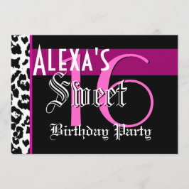 Invitación Dulce leopardo blanco negro de 16 años G801