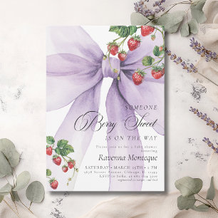 Invitación Dulce Lila Cute Cumpleaños de Fresa para Bebe