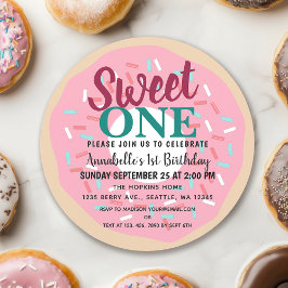 Invitación Dulce lindo Un niño Donut Primer cumpleaños