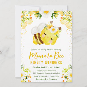Invitación Dulce lluvia de abeja de miel floral amarilla para
