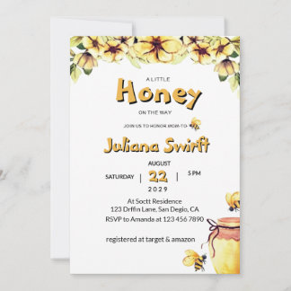 Invitación Dulce Lluvia de Flores de Abeja de Miel para Baby 