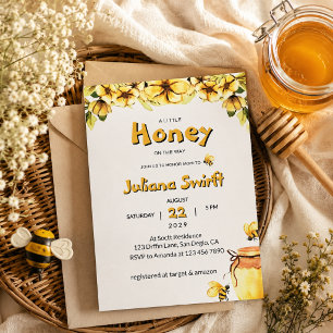 Invitación Dulce Lluvia de Flores de Abeja de Miel para Baby