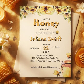 Invitación Dulce Lluvia de Flores de Abeja de Miel para Baby 