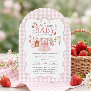 Invitación Dulce lluvia de ideas para bebé de Fresa y Bayas