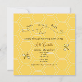 Invitación Dulce Lluvia de Miel Amarilla "Mami Abeja" Baby sh